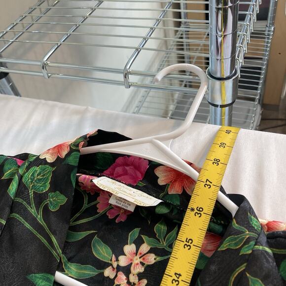 Vintage Kristine Tyler Intimates Women's Black Floral Robe One Size Luxury Asian - Picture 3 of 12